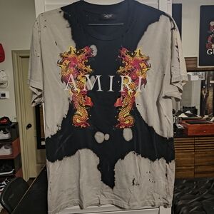 *RARE* AMIRI Distressed Black and Gray Dragon Men's T-Shirt M